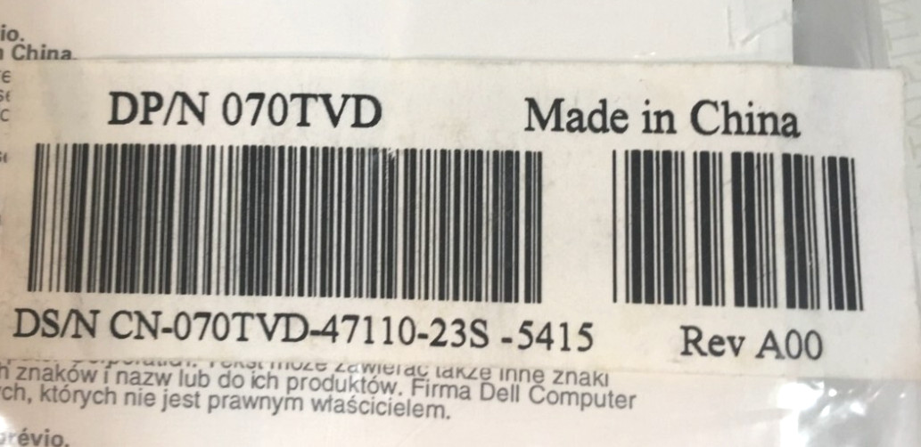 Dell S-Video Output Cable Adapter DPN 70TVD - NEW SEALED
