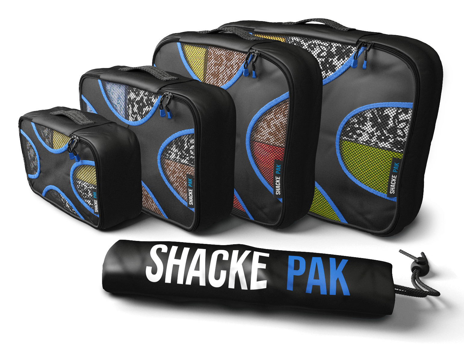Shacke Pak - 4 Set Packing Cubes - Travel Organizers with Laundry Bag