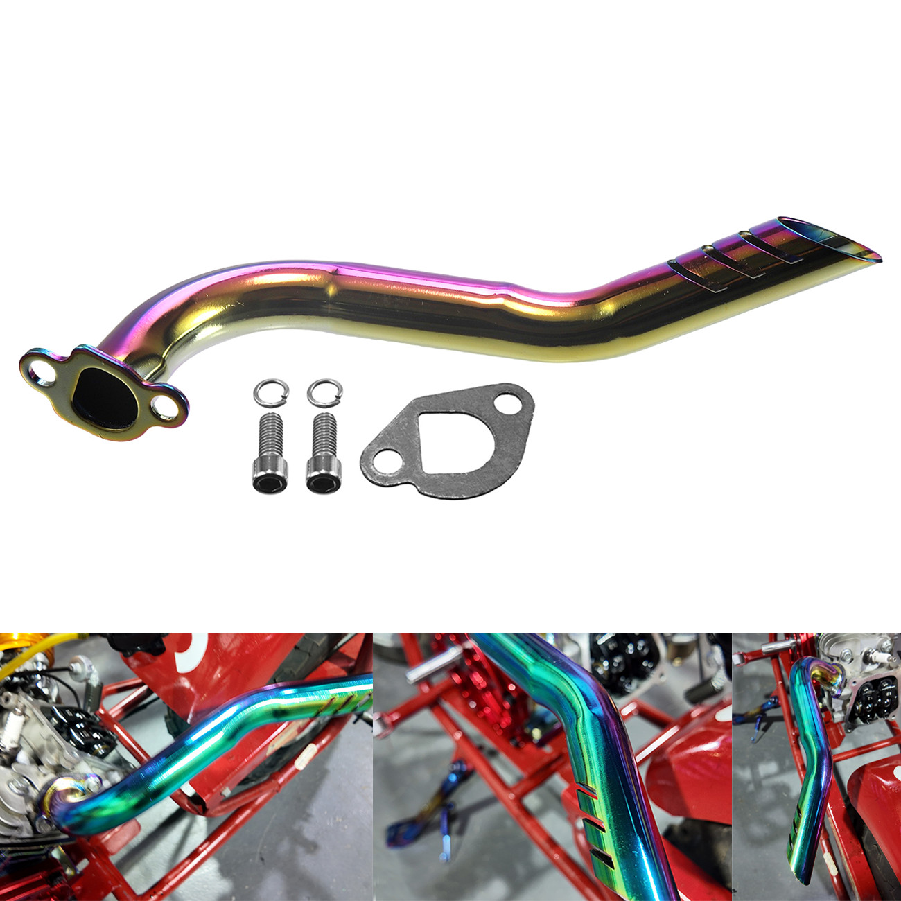 Colorful Exhaust Pipe Header For GX160 GX200 Coleman CT200U BT200X KT196 Go Kart