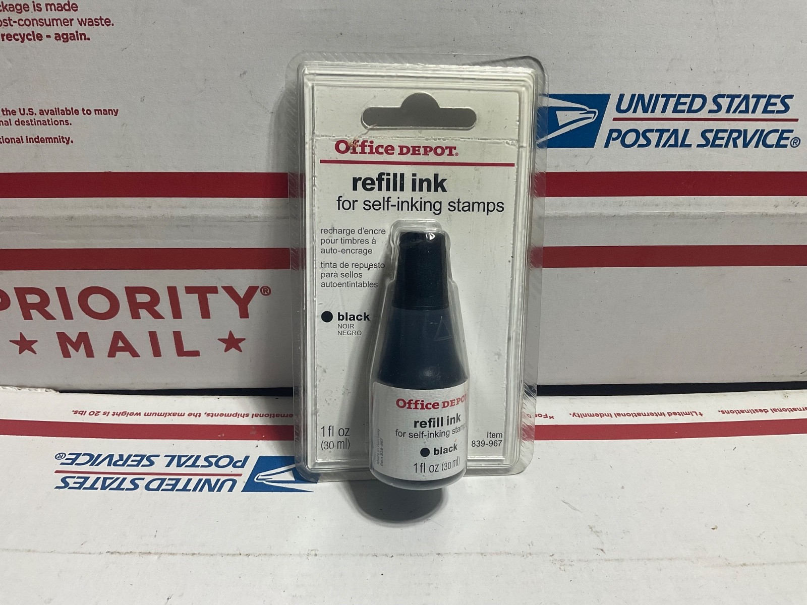 New In Box Office Depot Black Stamp Ink Refill One fl oz, Brand New Sealed