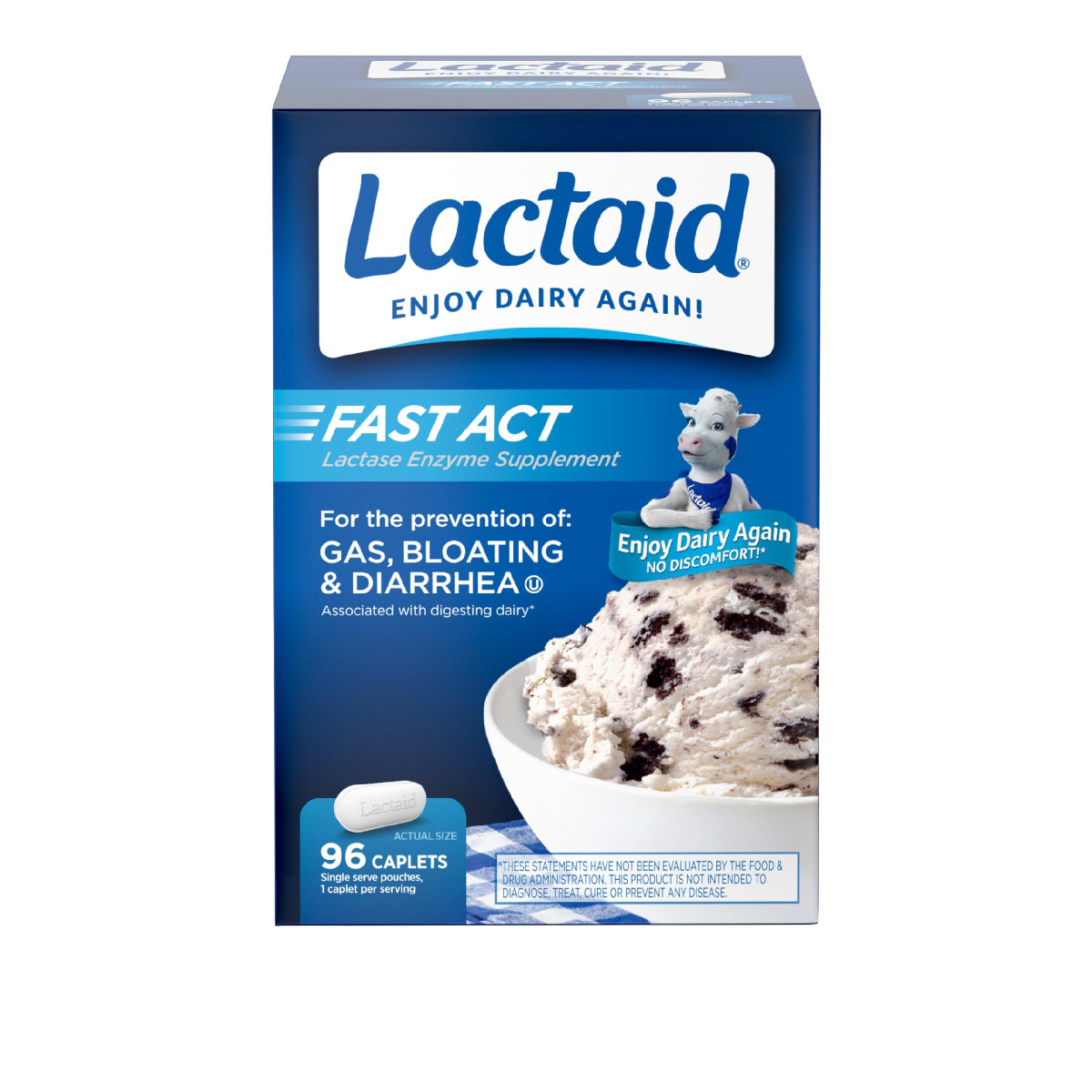 Lactaid Fast Act Lactose Intolerance Caplets w/ Lactase Enzyme - 96 Count