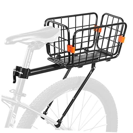 Bike Cargo Rack with Rear Back Basket, 165 LB Load Bicycle Carrier Rack Bike