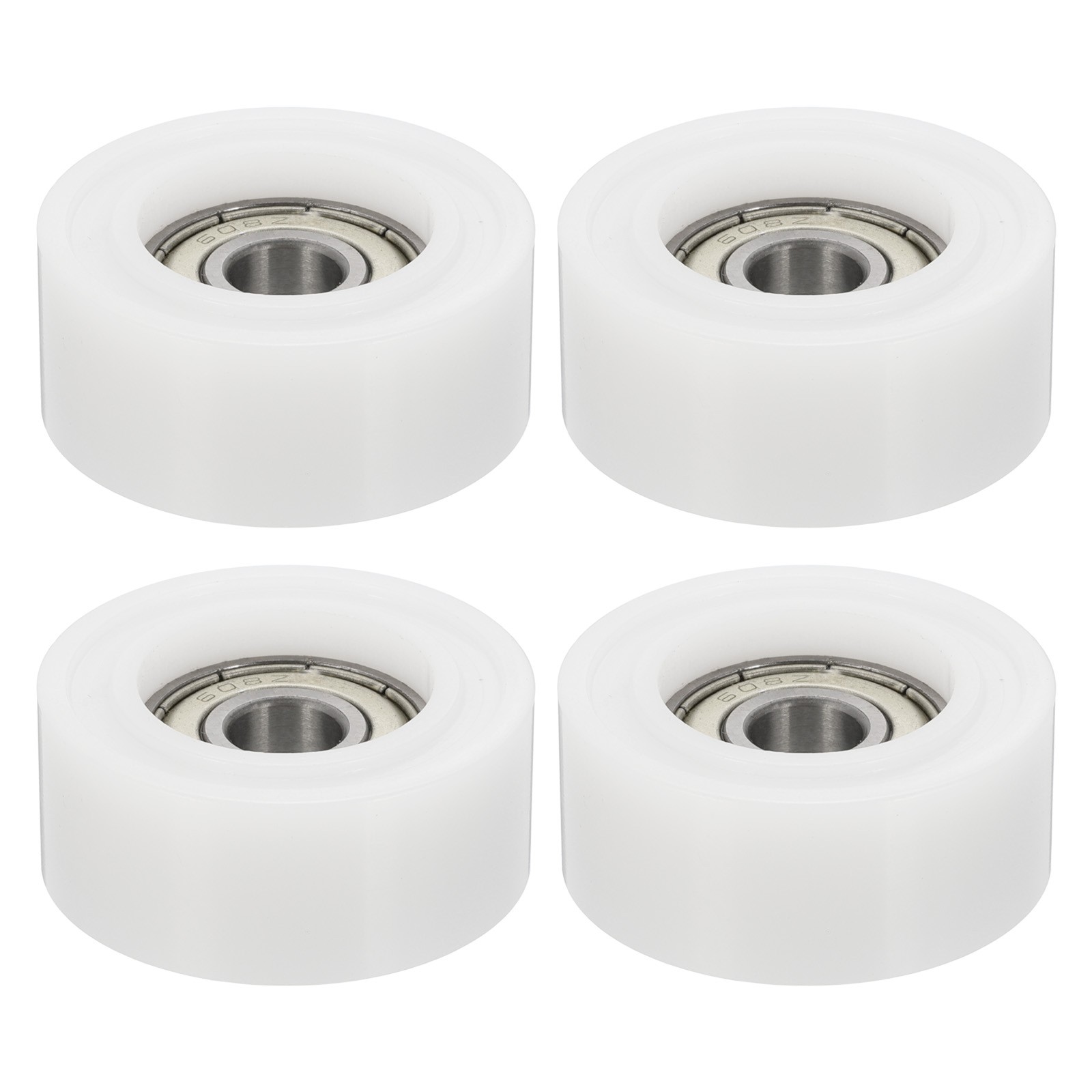 Roller Idler Bearing Pulley, 8 x 35 x 15mm Sliding Flat Wheel White Pack of 4