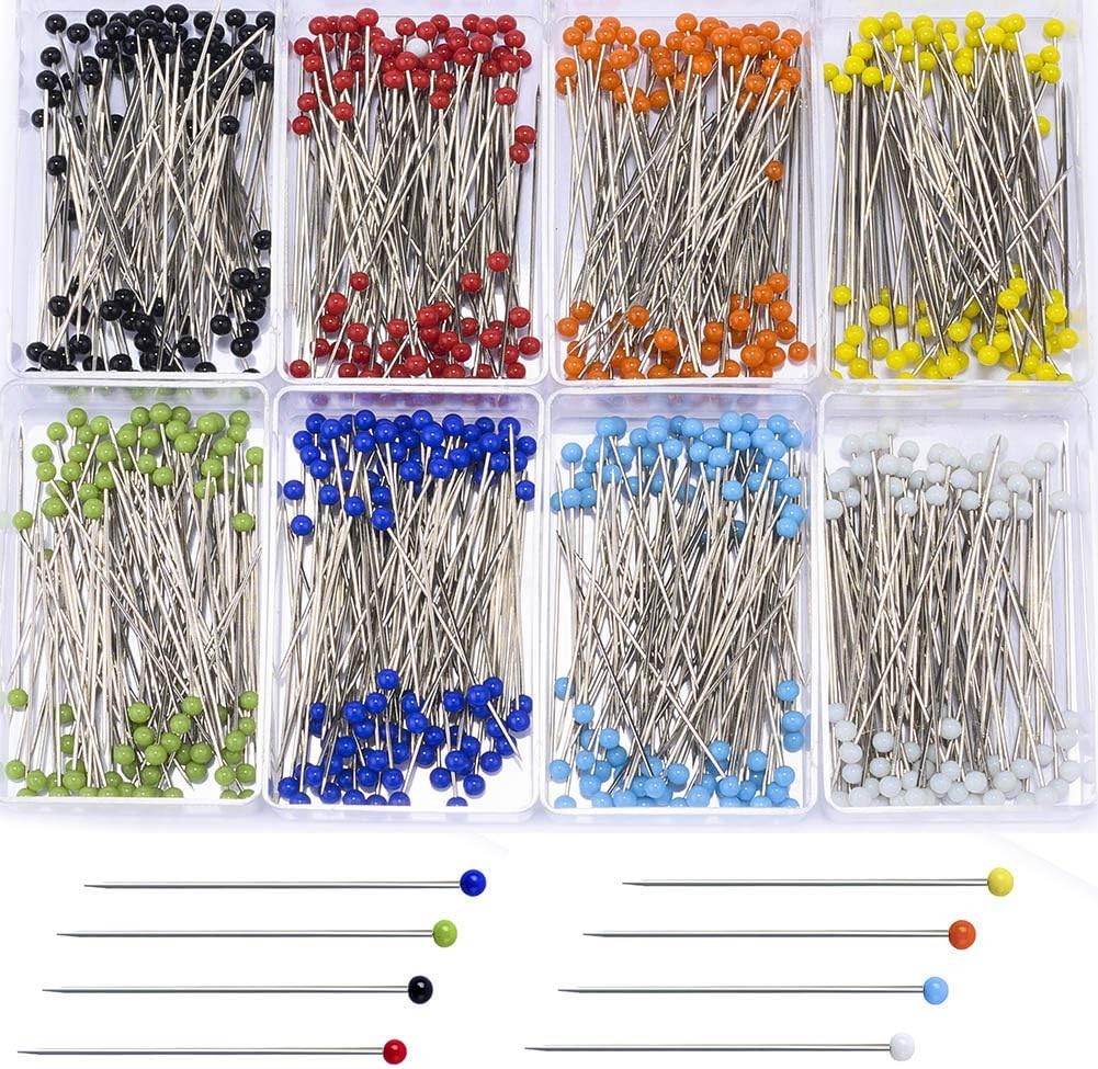 Sewing Pins 800 PCS Straight Quilting Pins 1.6 in Glass Ball Head Pins for Fabri