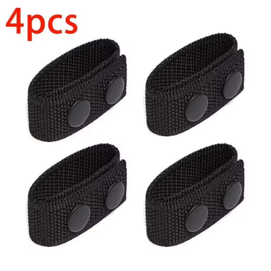 4 Pcs Nylon Duty Belt Keepers - Double Snaps for 2'' Wide Police Large, black