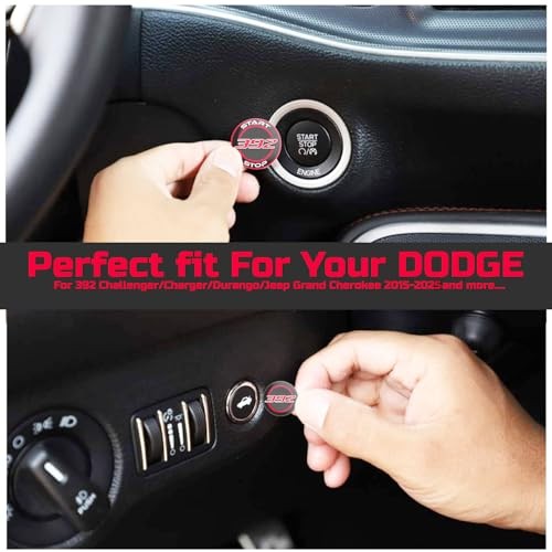 Push Start Button Cover for Dodge Challenger Charger Red - 392 New Style