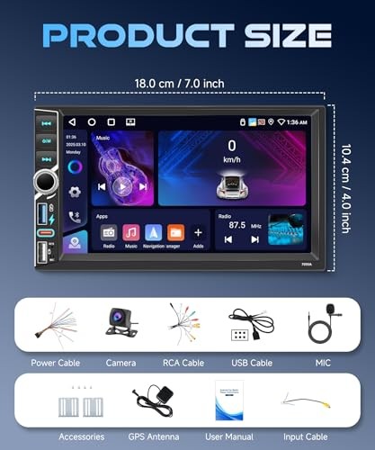 Double DIN Car Stereo Wireless CarPlay Android Auto, 7-INCH IPS Touch Screen