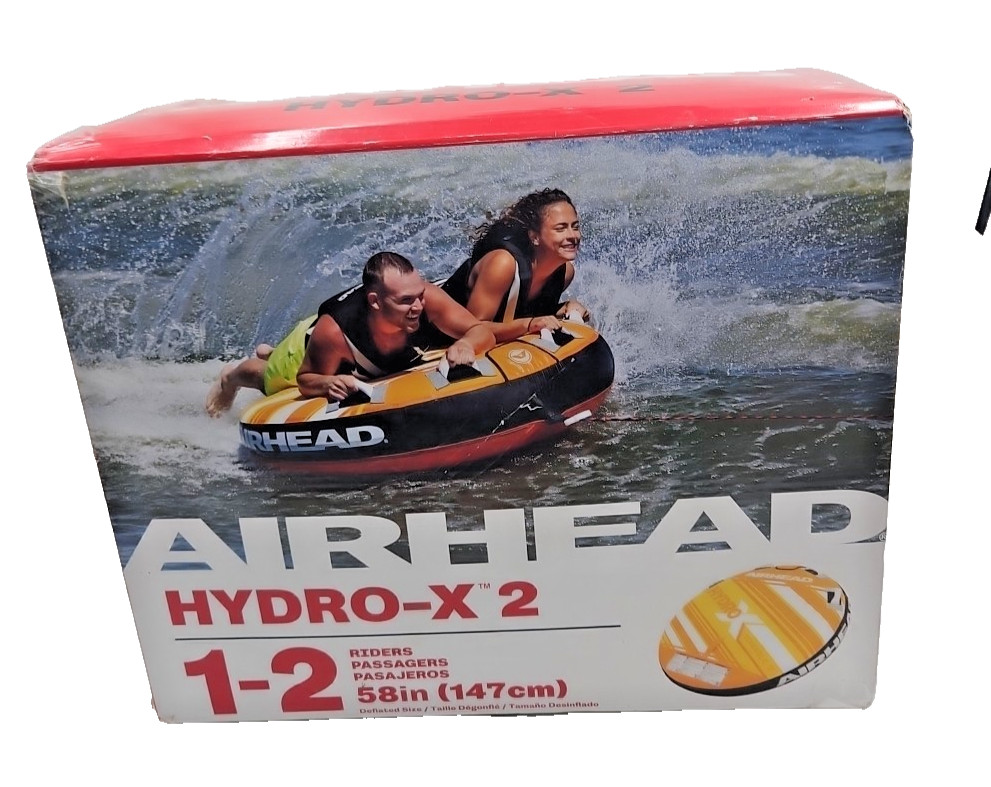 Airhead Hydro-X 2 Inflatable 1-2 Rider Towable Tube for Boating (58")