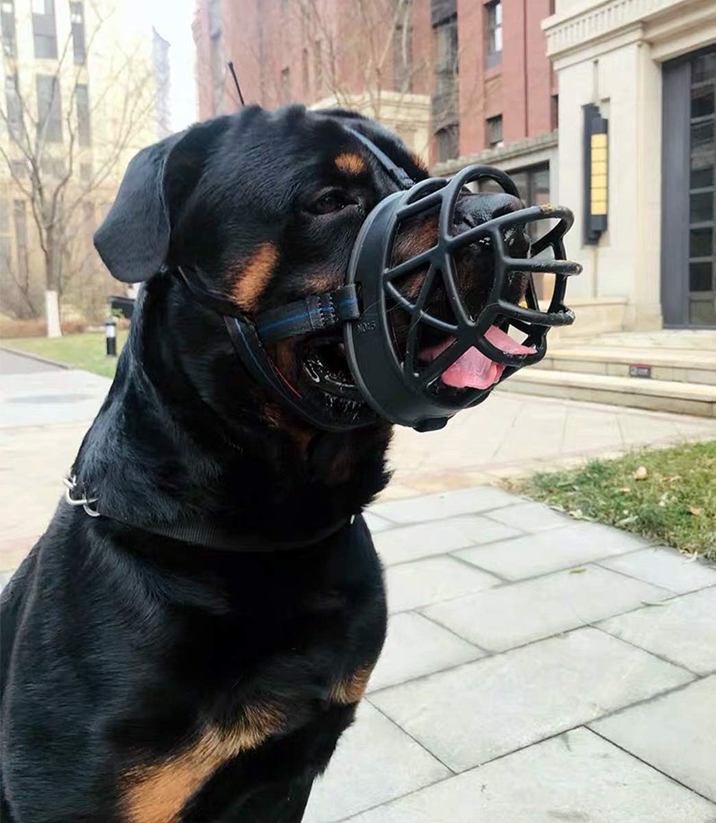 Mayerzon Dog Muzzle, Basket Breathable Silicone Muzzle Size1-7/3in, Black