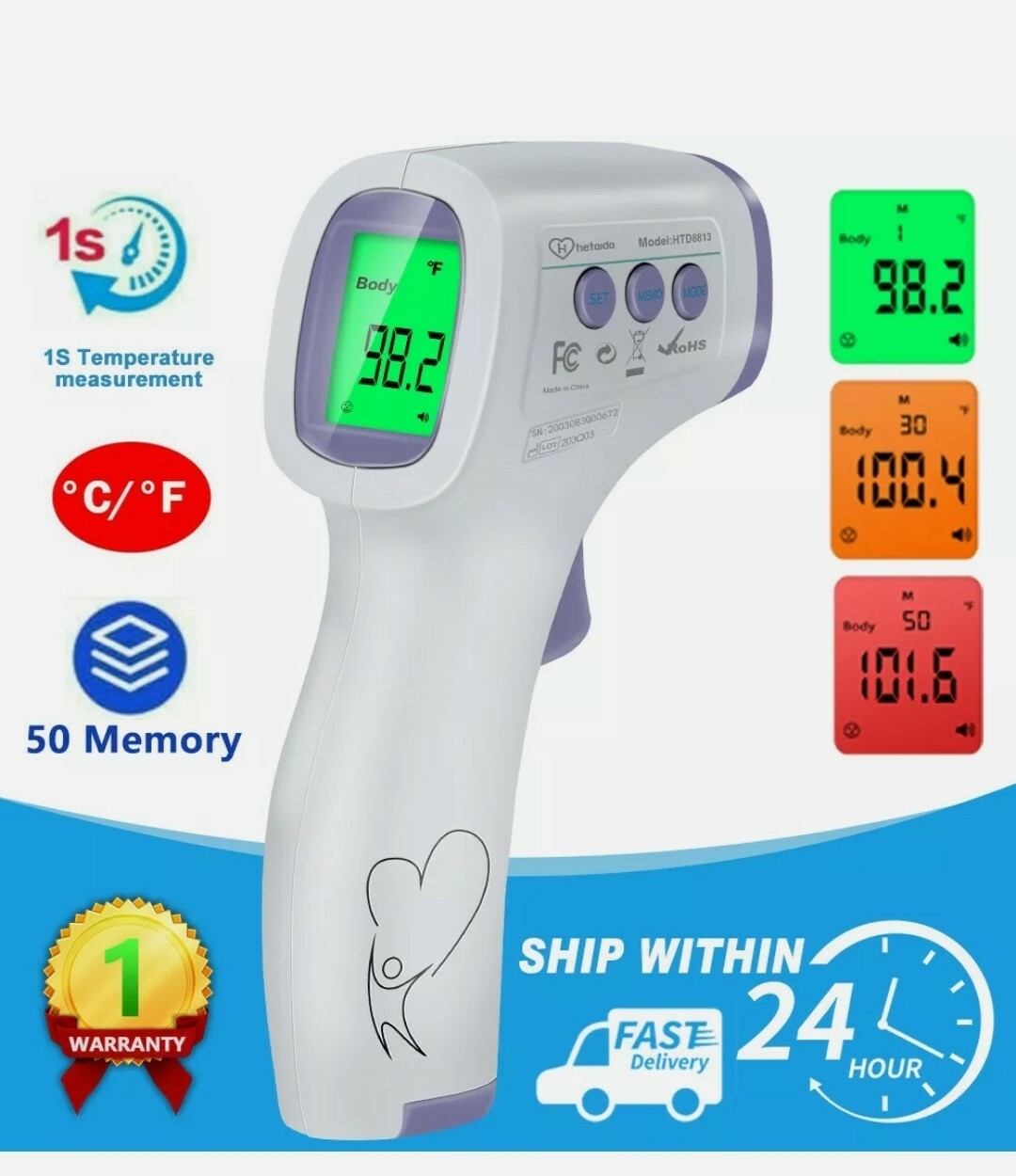 Medical Infrared Non-Contact Digital Forehead Body IR Thermometer Baby Adult kid