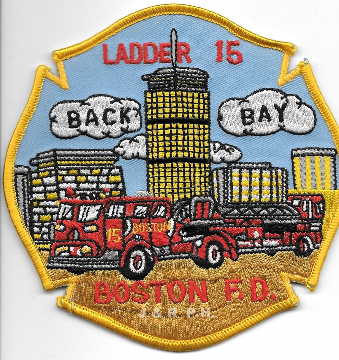 Boston  Ladder - 15  'BACK BAY", MA (5" x 5" size) fire patch