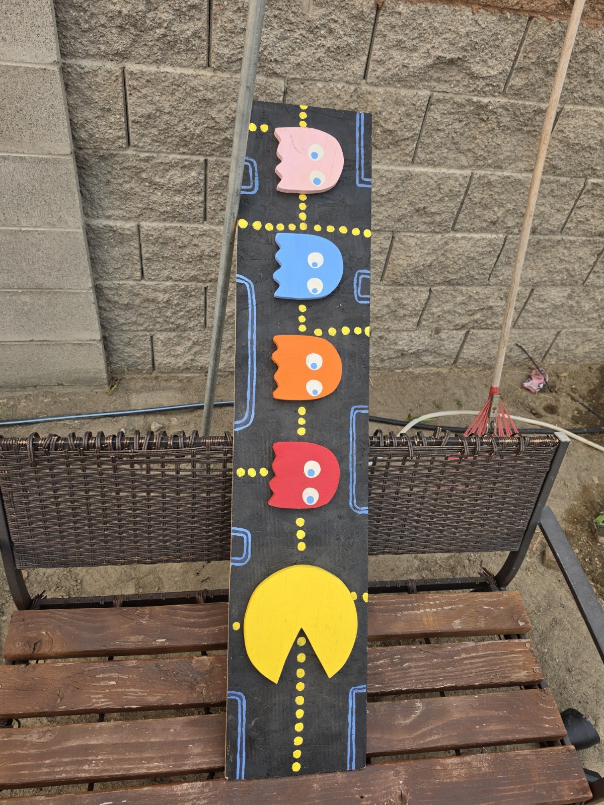 PAC MAN GAME ROOM BAR SIGNAGE COOL ARTWORK CLASSIC RETRO WOOD SIGN