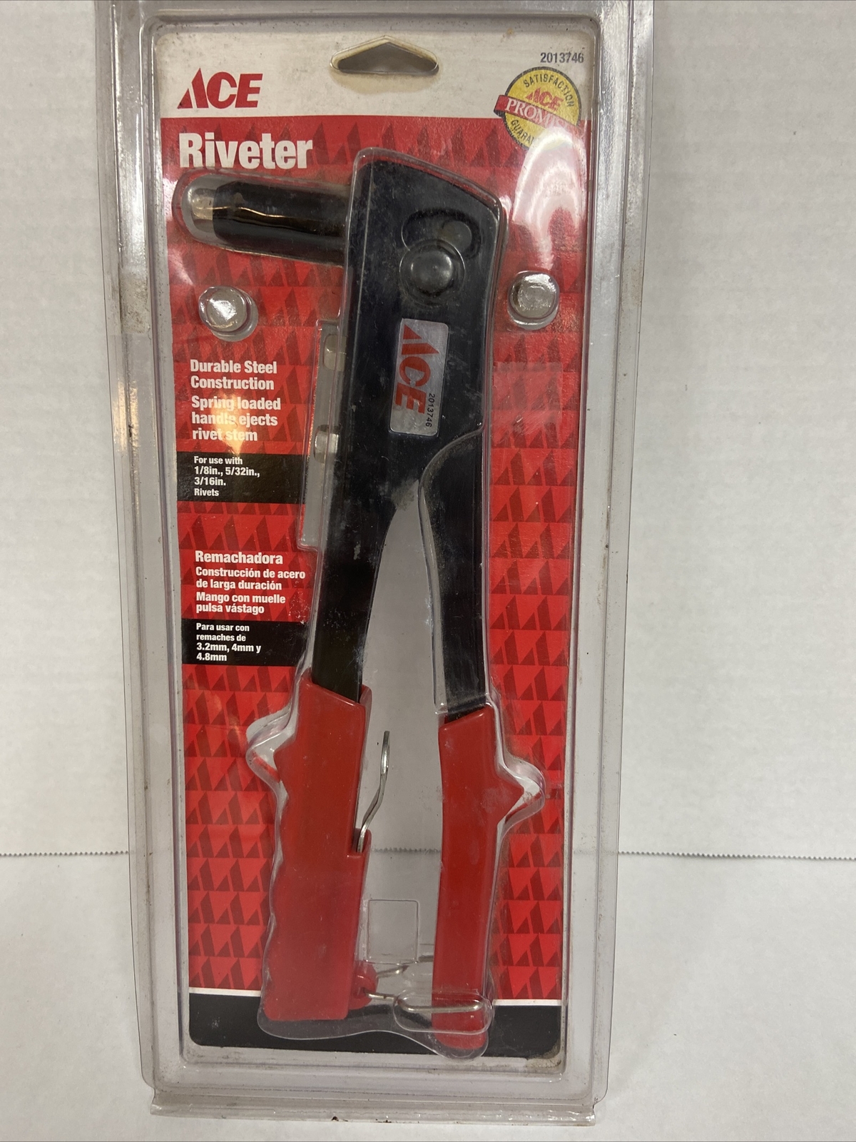 ace rivet gun new in box riveter 2013746 size 1/8'-5/32-3/16 excellent hand tool