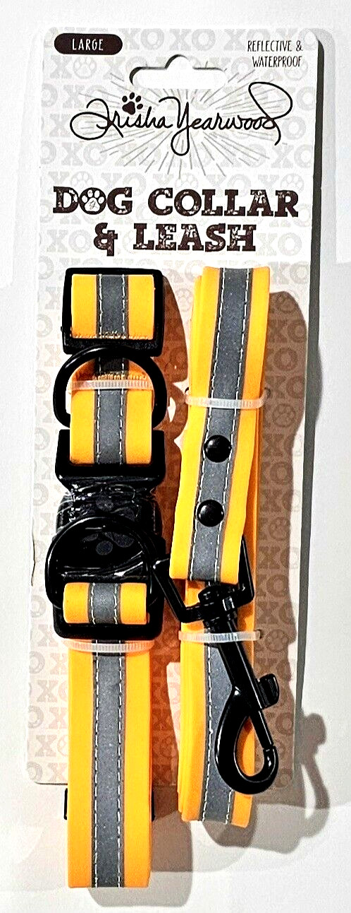 Trisha Yearwood Large Orange Reflective And Waterproof Dog Collar & Leash
