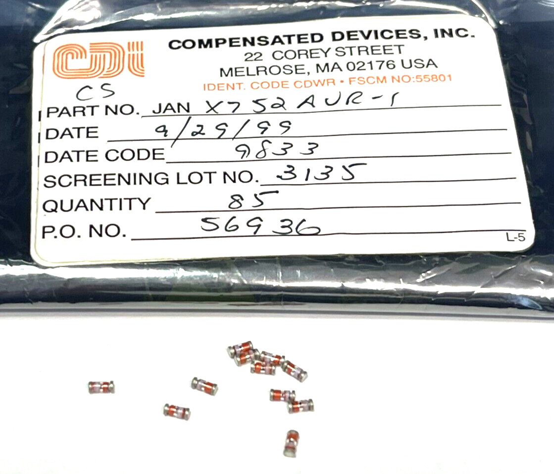 (6 PIECE LOT) JANTX1N752AUR-1, CDI, DIODE ZENER 5.6V 500MW DO213AA