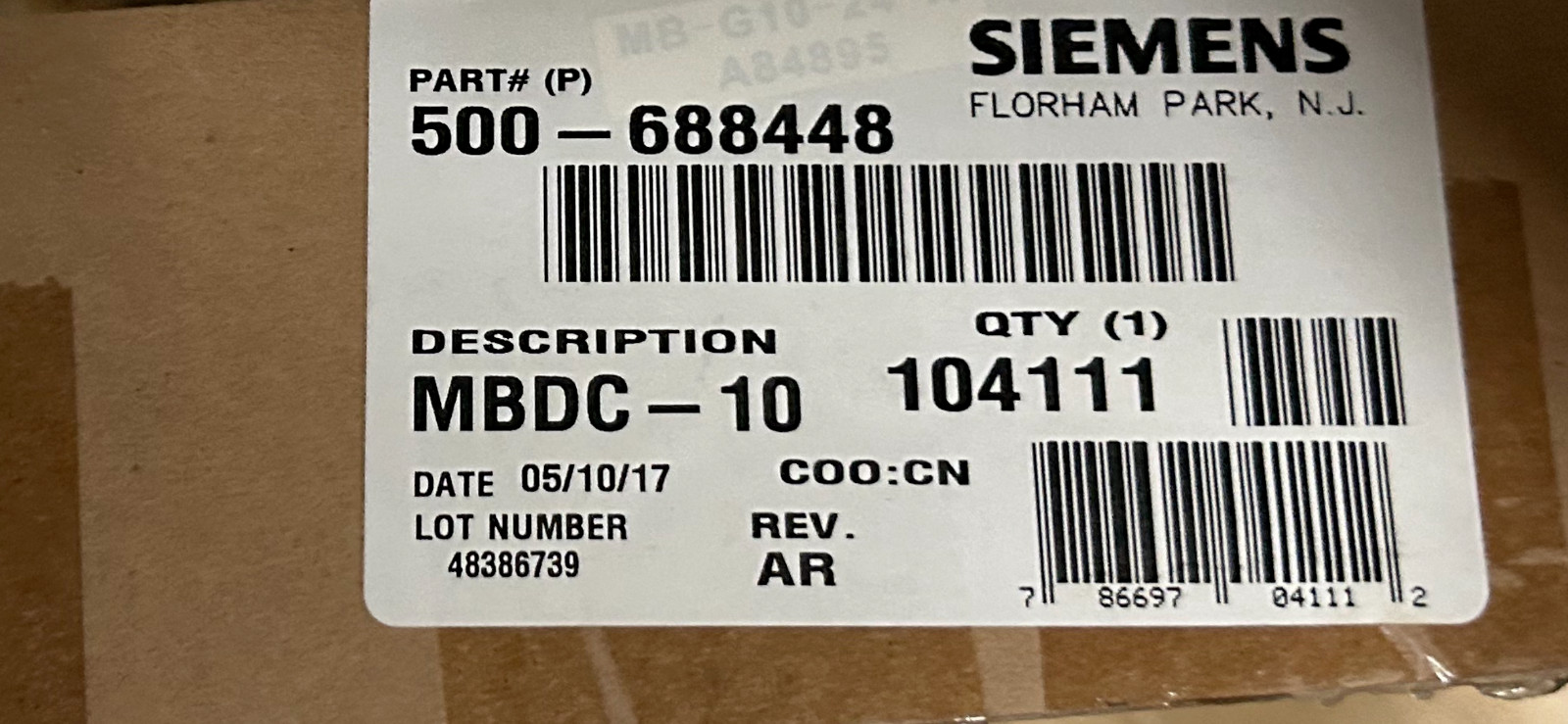 SIEMENS MBDC-10 / MBDC10 New Unopened Box