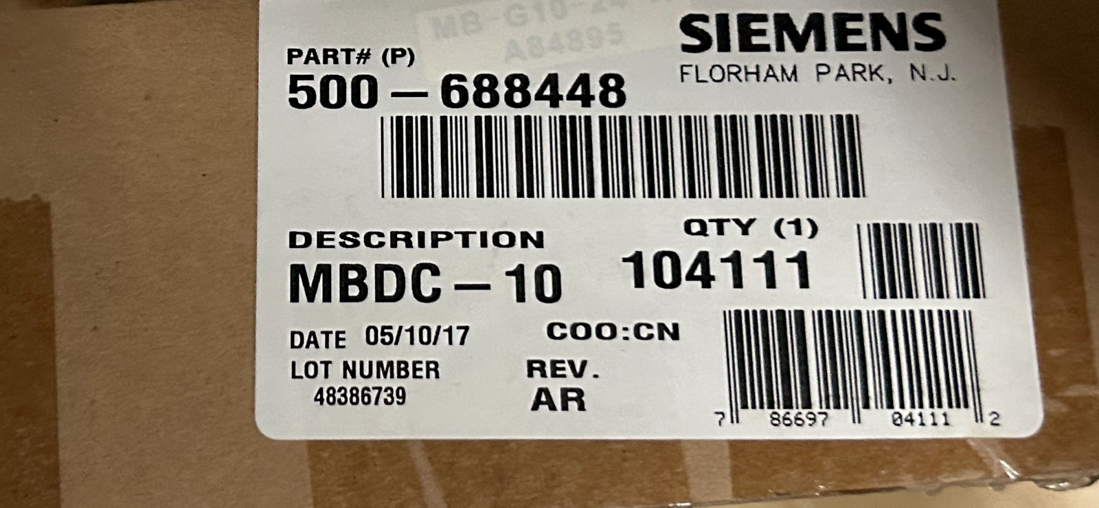 SIEMENS MBDC-10 / MBDC10 New Unopened Box
