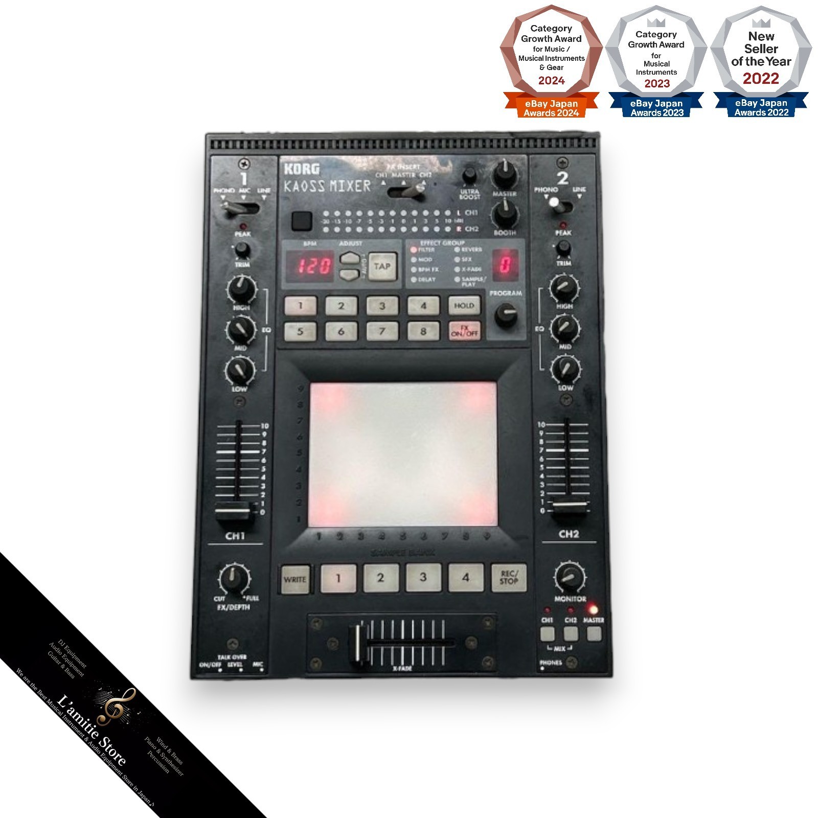 KORG KM-2 Kaoss Mixer DJ Mixer Effects Touch Pad Kaossmixer KM2 Black Tested JP