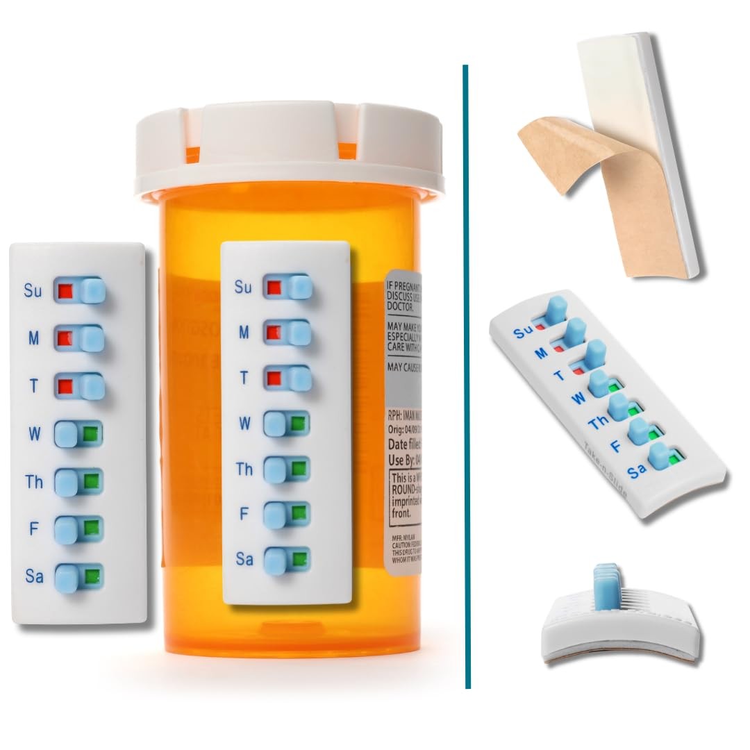 Pill Med Tracker Reminder 2Pcs Reusable Peel Stick Label Bottle Vitamin Pet Meds