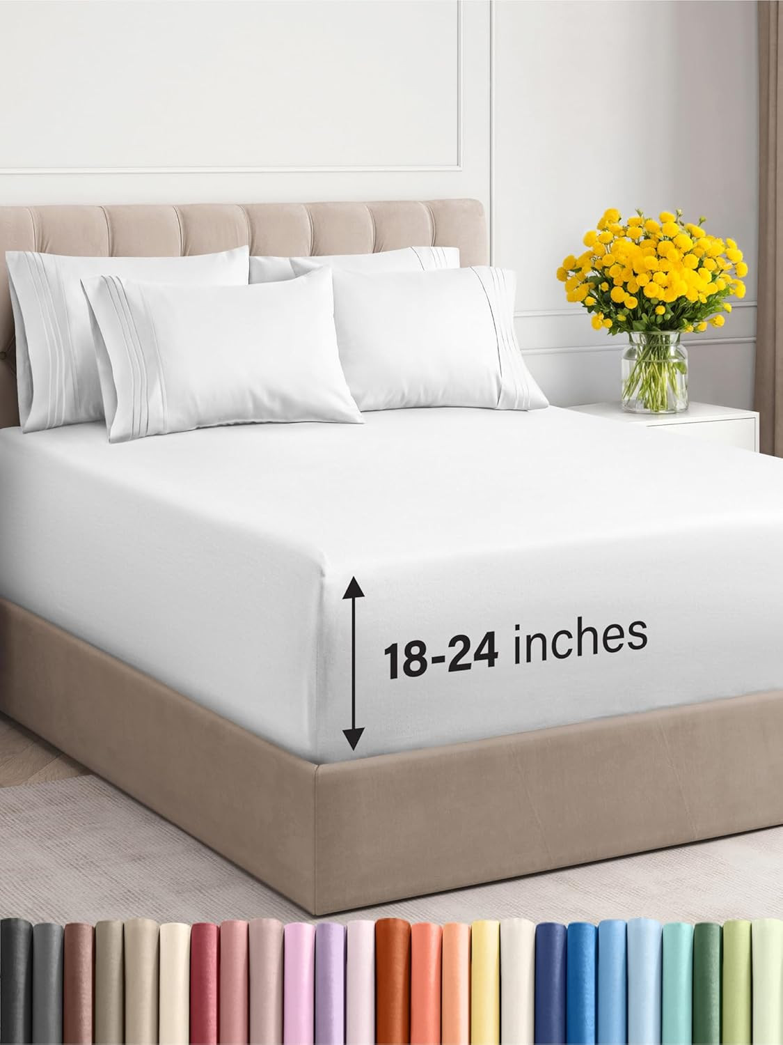 Extra Deep King Sheet Set - 6 Piece Breathable & Cooling Sheets - Hotel Luxury B