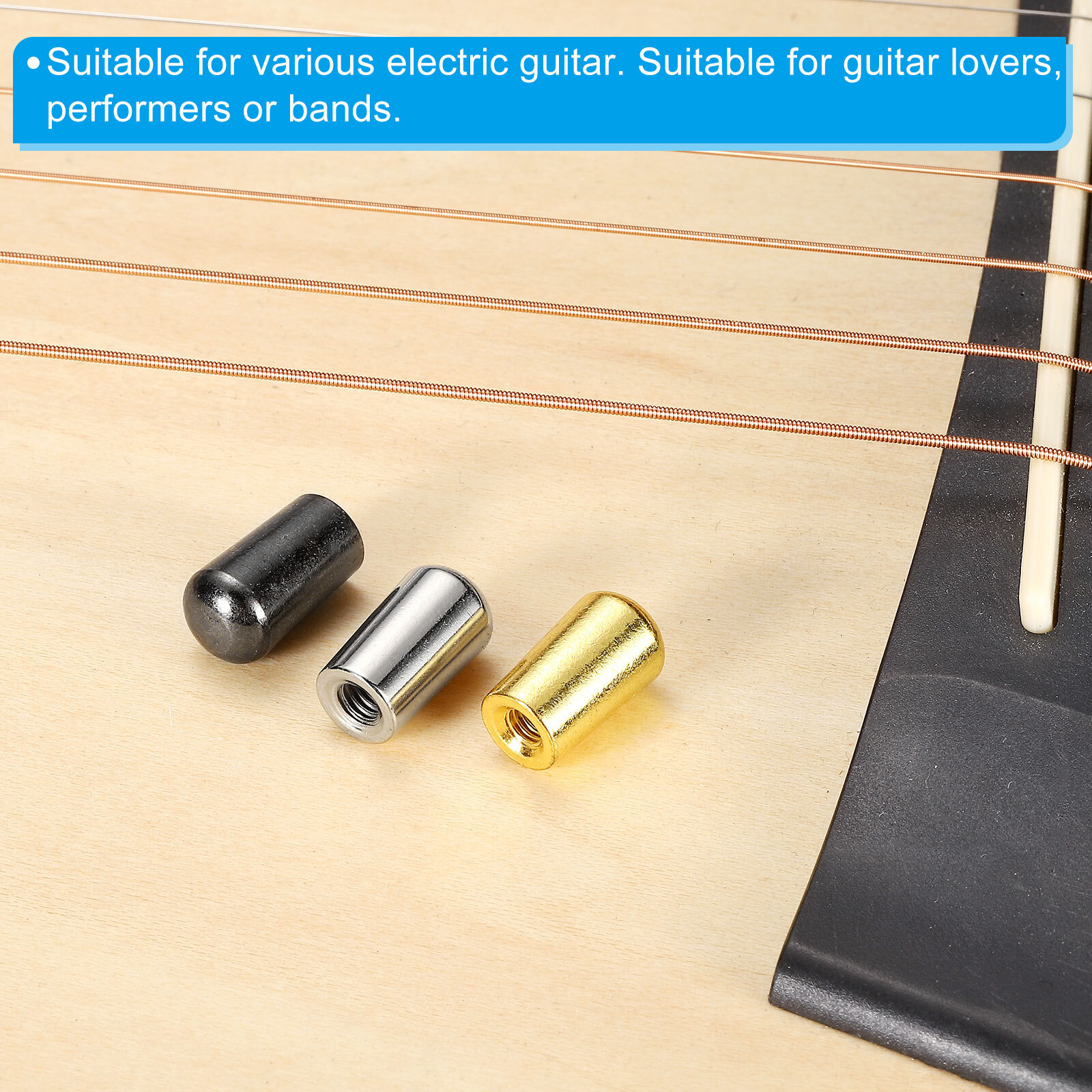 Metal Guitar 3 Way Toggle Switch Tip Switch Knob Cap M4 Silver 3pcs
