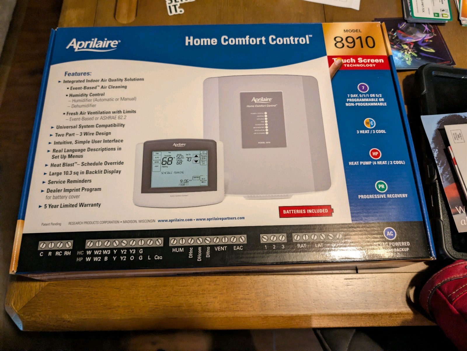Aprilaire Universal Touch Screen WiFi IAQ Thermostat -  8910W Home Control NEW