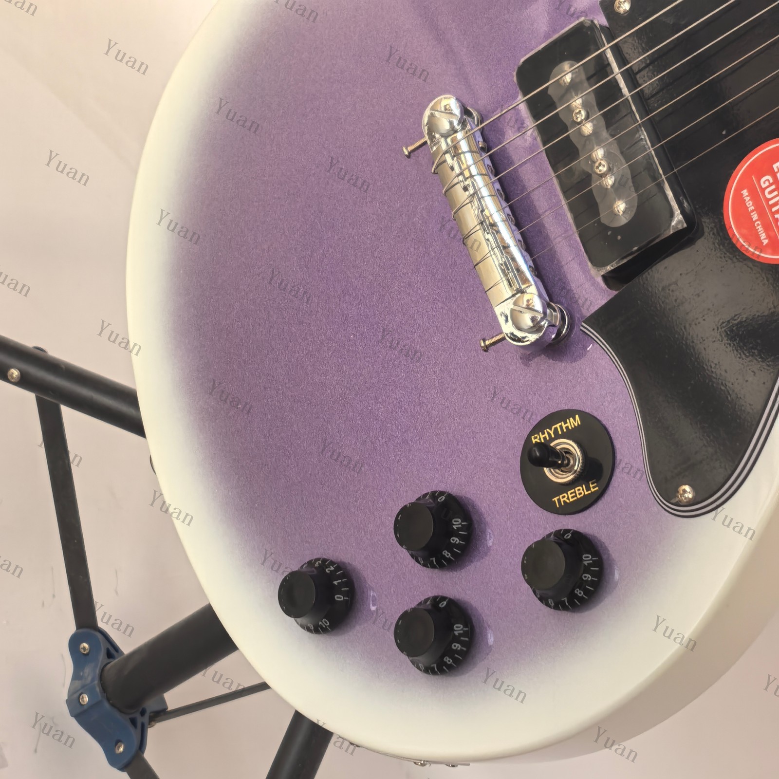 6 String Solid Electric Guitar Fixed Bridge P90 Hpickups Purple White Burst