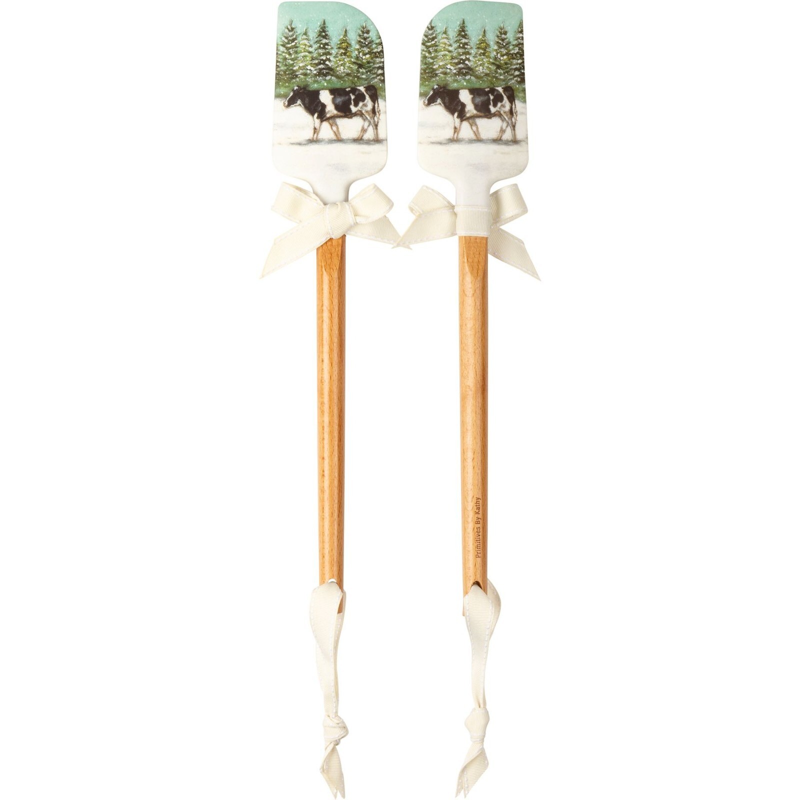 Primitives by Kathy Winter Cow with Evergreen Trees Silicone Baking Spatula