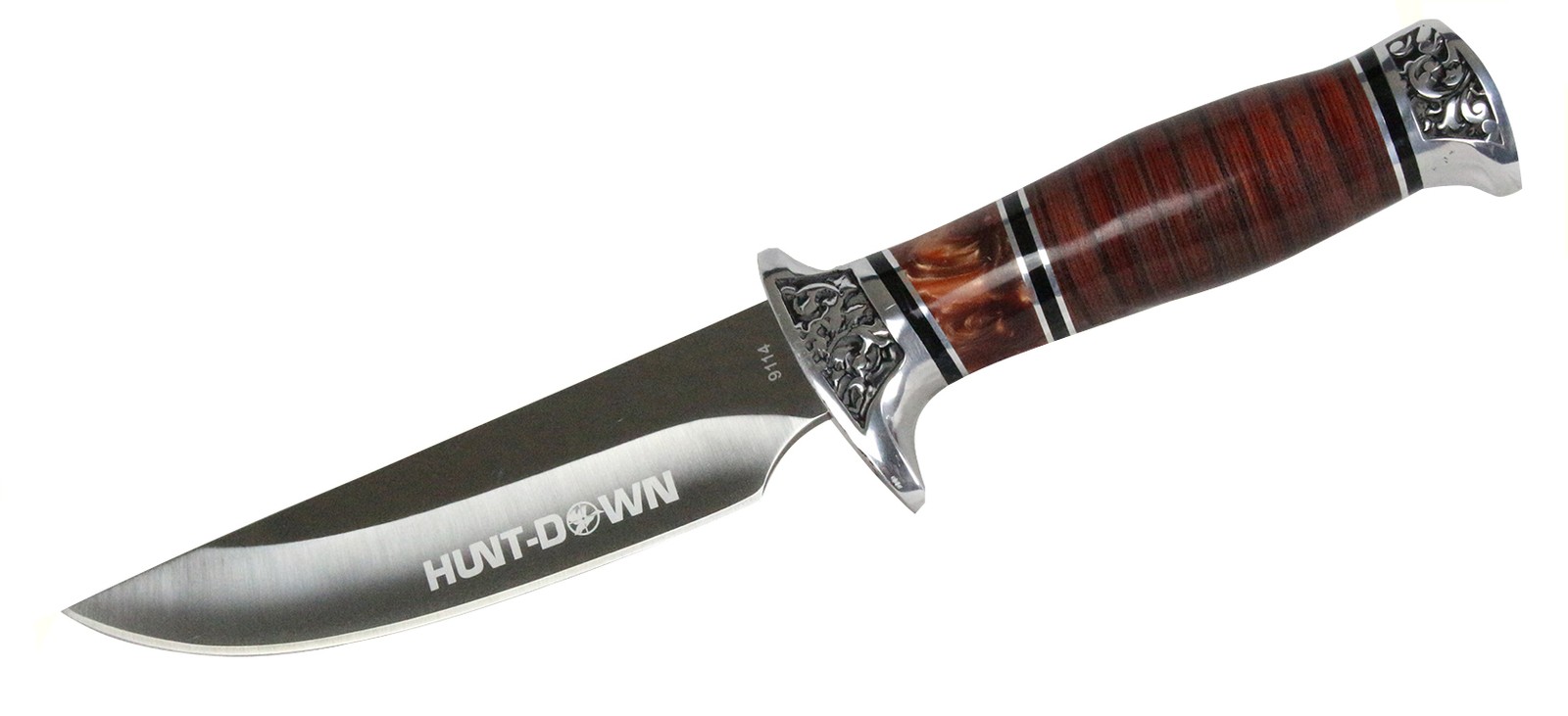 10"" Hunt-Down Fixed Blade Knife with engraved Handle and Sheath