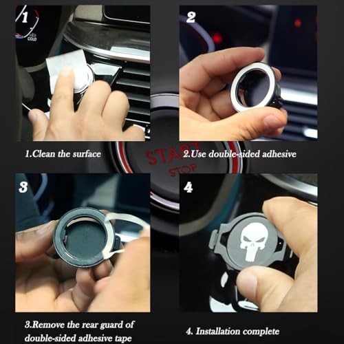 Push Start Button Cover,Car Engine Push to Start Accessories,Car Black-Bat