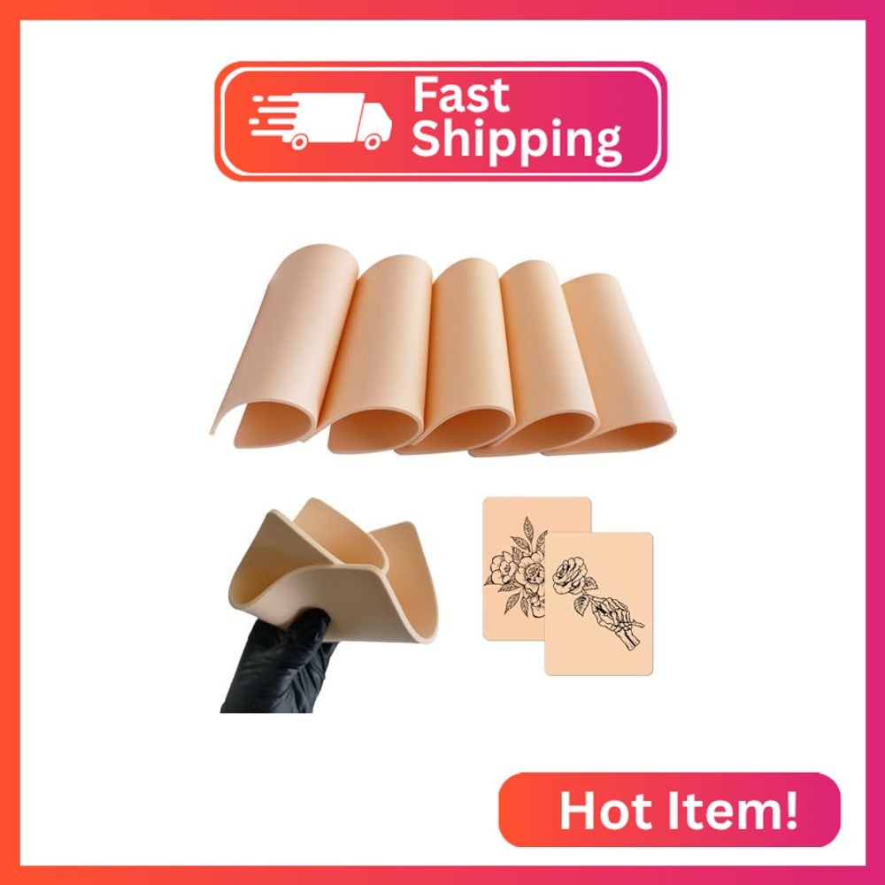 5Pcs Fake Skin 3MM - Ruicoo Tattoo Skin Double Sides Tattoo Practice Skin, Tatto
