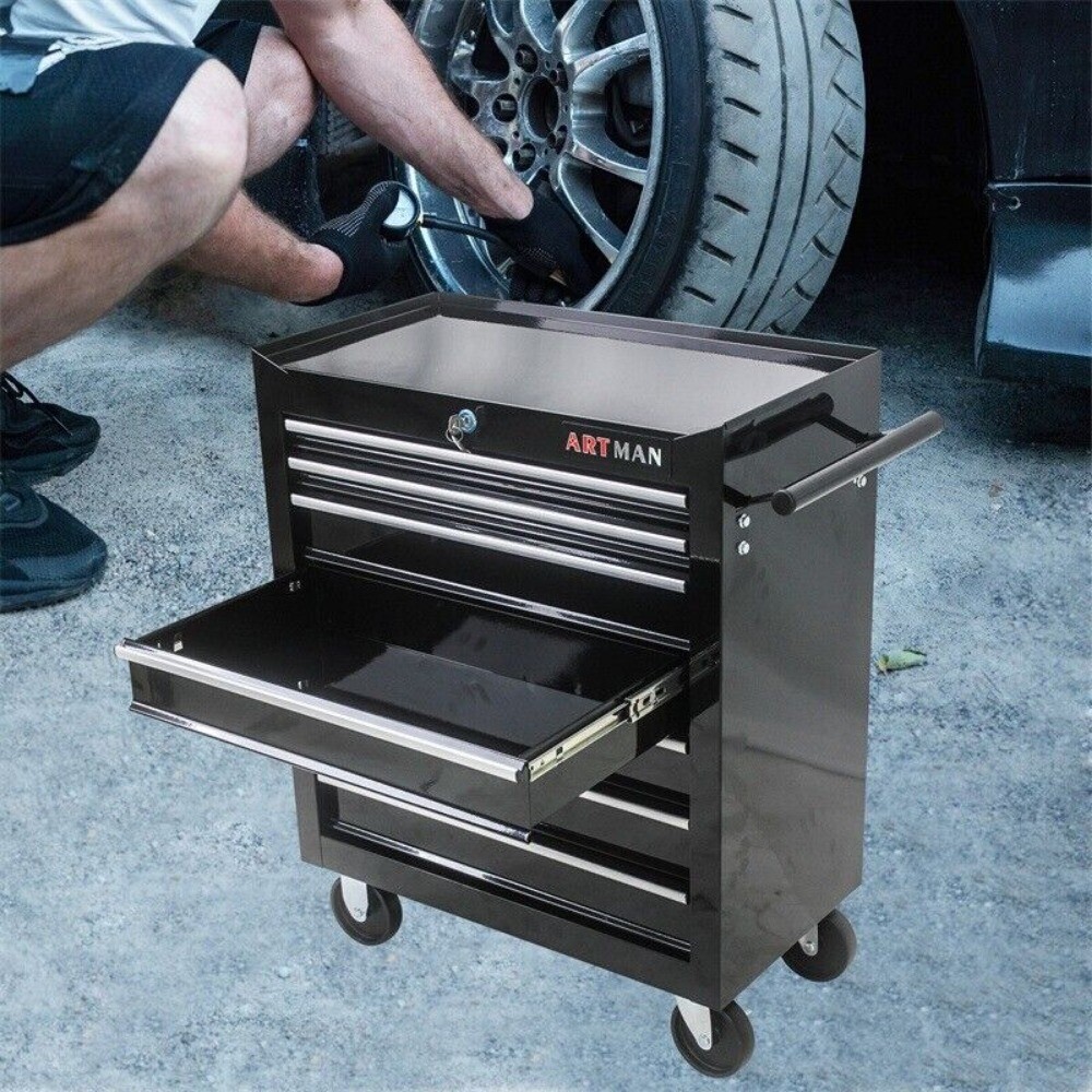 7 Drawers Rolling Tool Box Cart Tool Storage Cabinet Steel Lockable Tool Chest