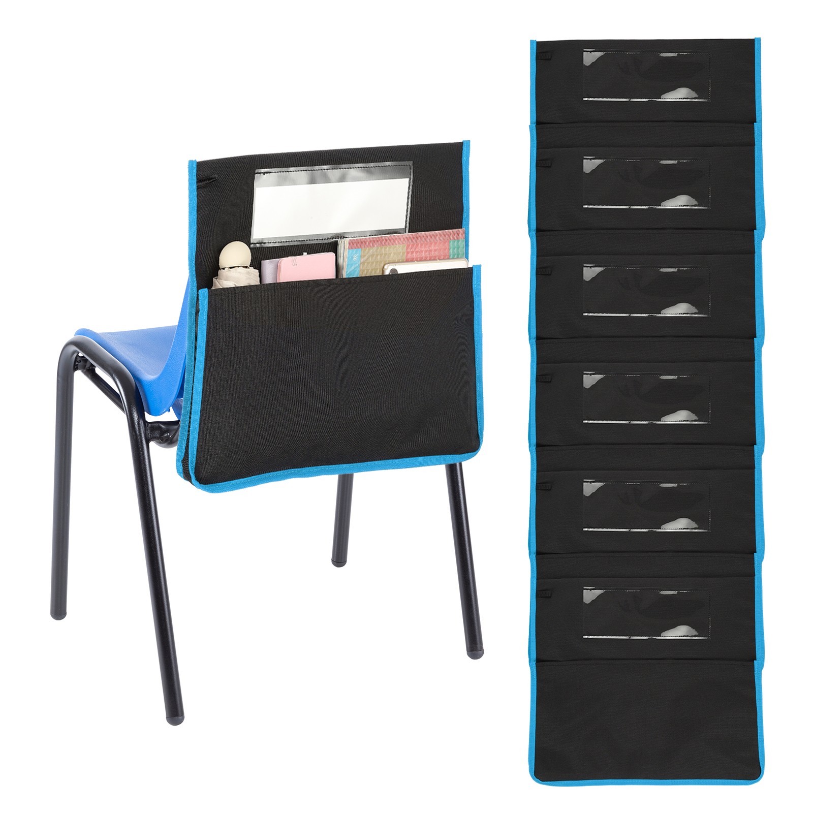 Blue Chair Pockets Length 16.5" Width 15.4" Seat Sacks, 6 Pcs