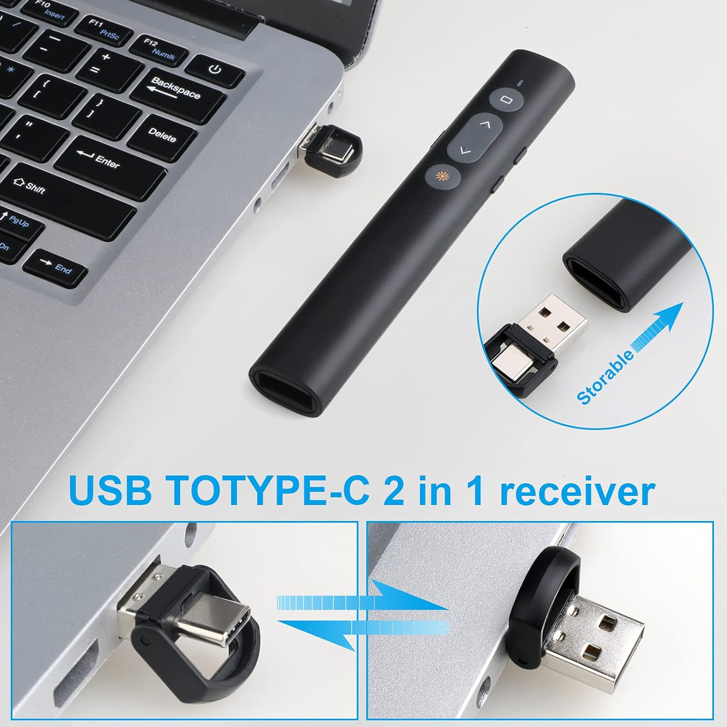 Presentation Clicker Presentation Remotes, Type C/USB a 2 in 1 Pointer, Remote P
