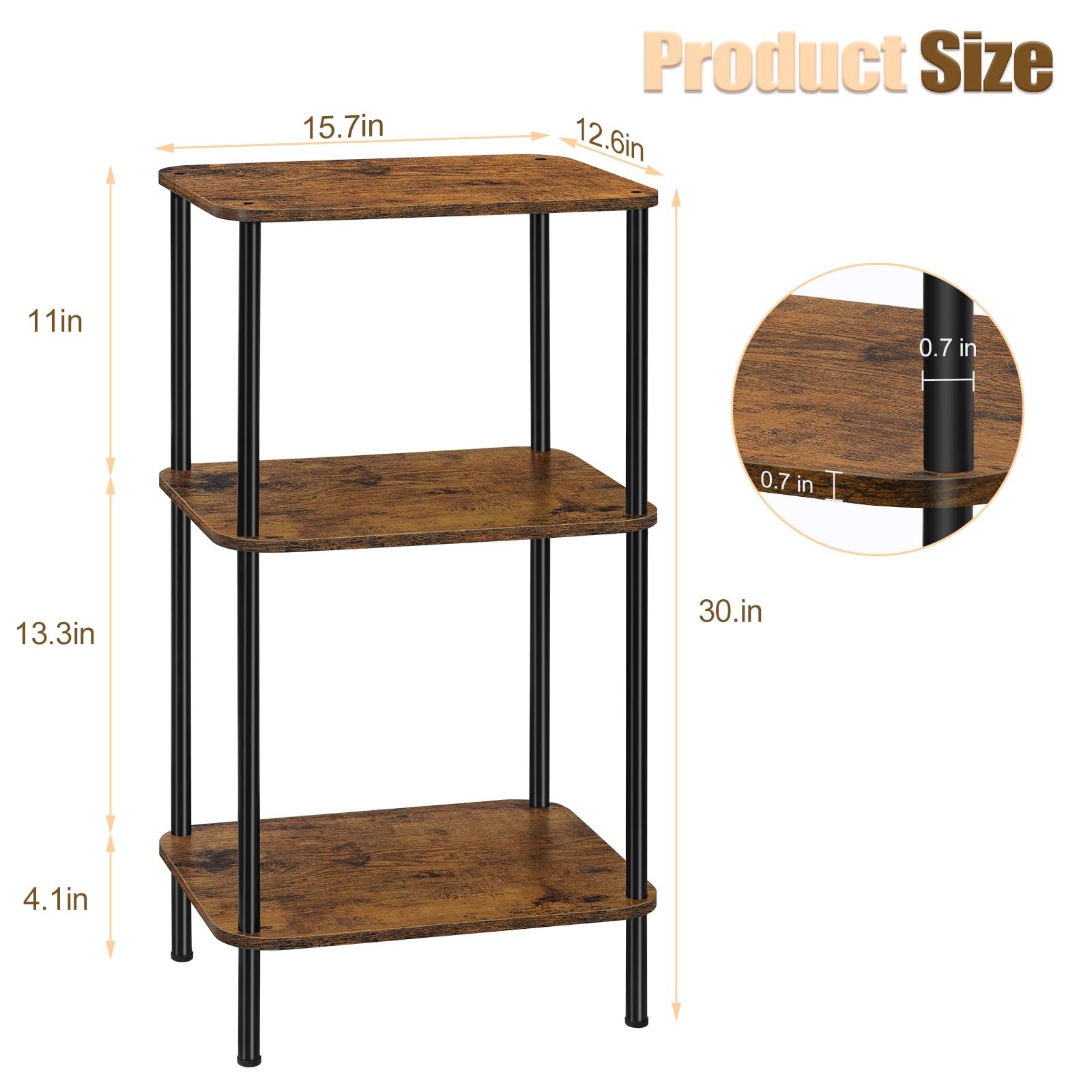 smusei Small End Table Stand 3 Tier Telephone Table Tall End Table 30 Inches ...