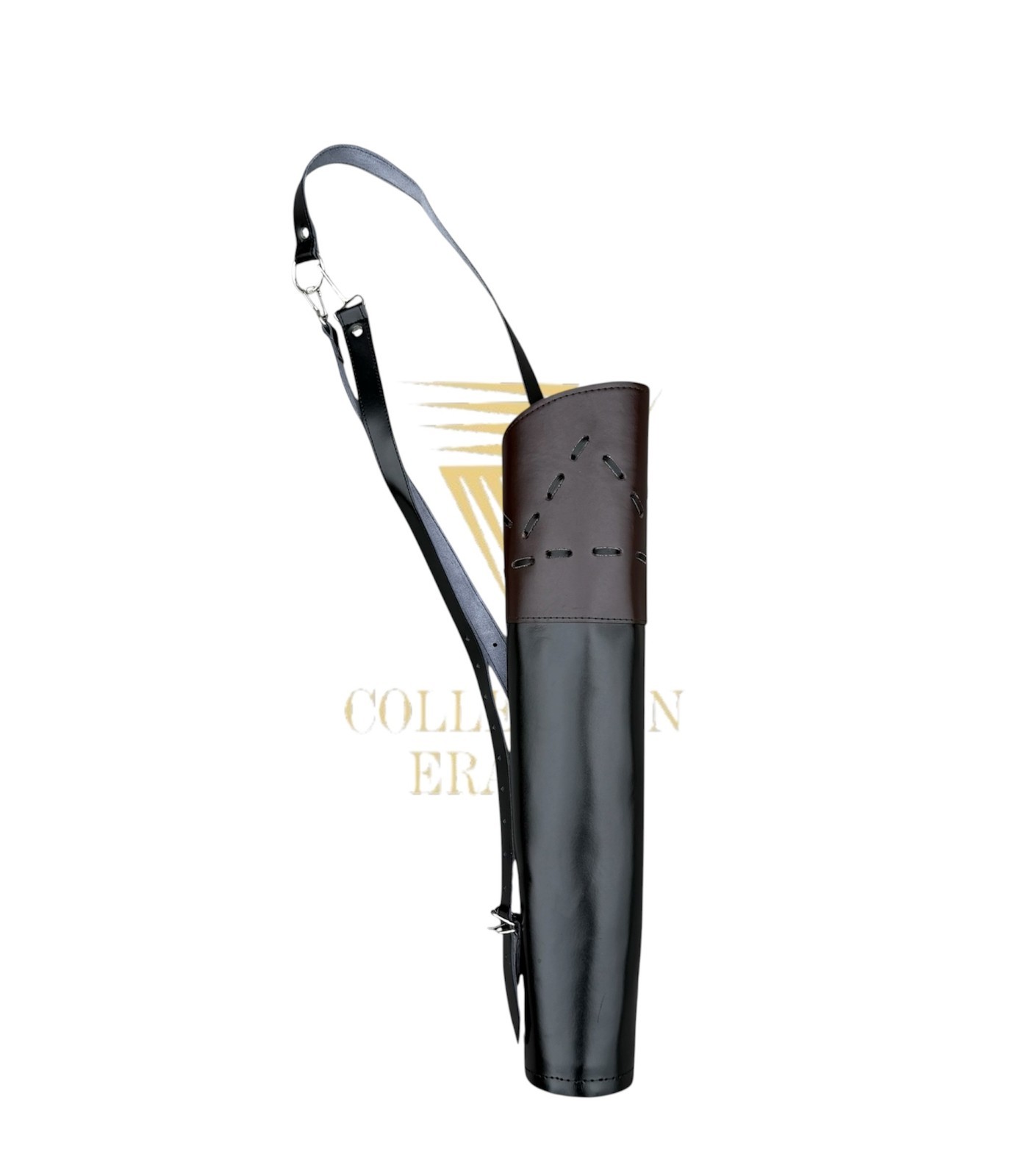 Leather Archery Back Arrow Quiver Bag 3 Point Strap Recurve Longbow Dark Brown