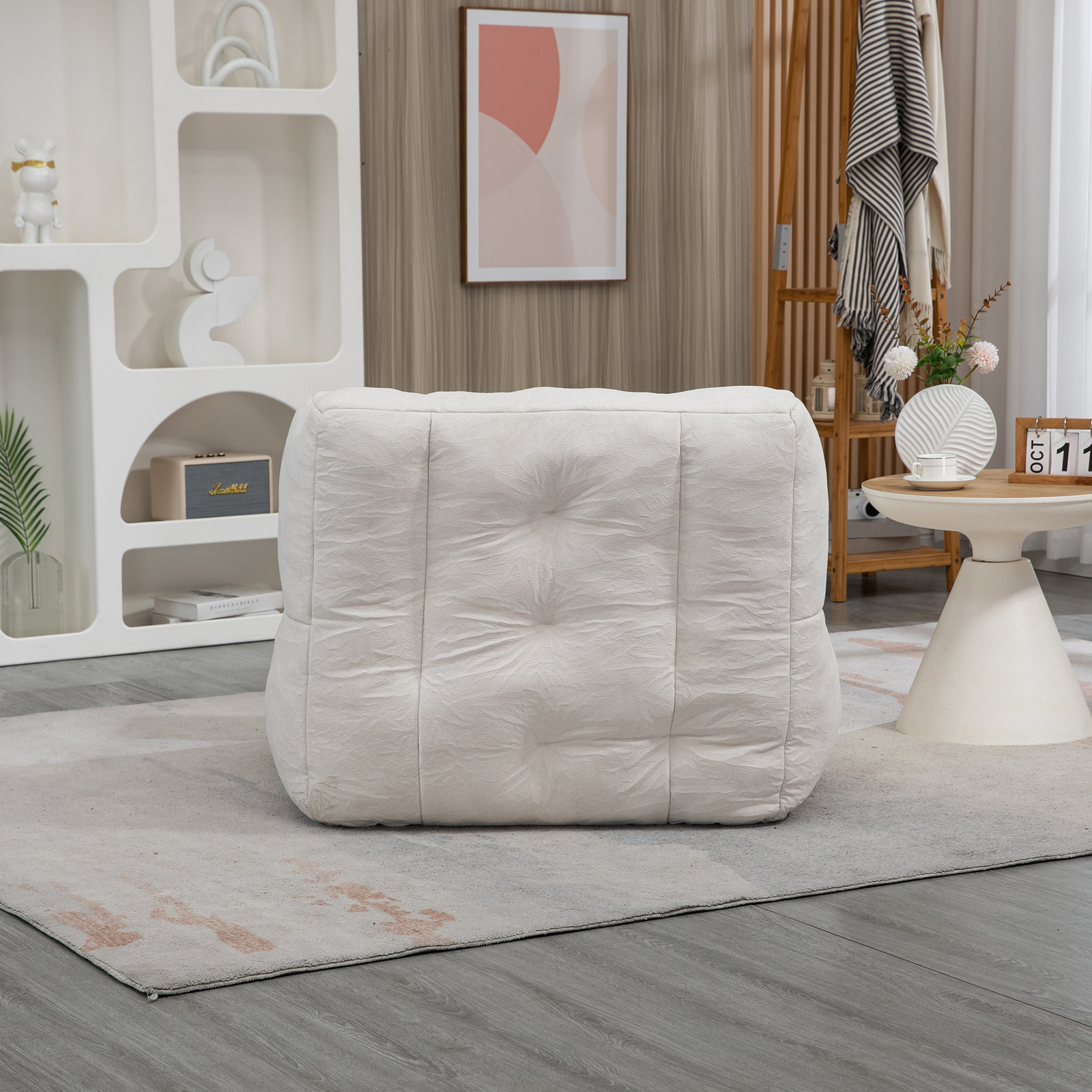 Bean Bag Chair Comfortable Bean Bag For Adults Super Soft With ottoman - White