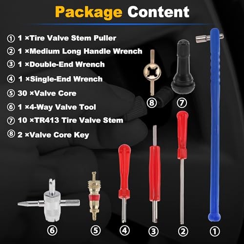 Tire Valve Stem Puller Set TR413 Valve Stem Multi-Function Wrench Puller for