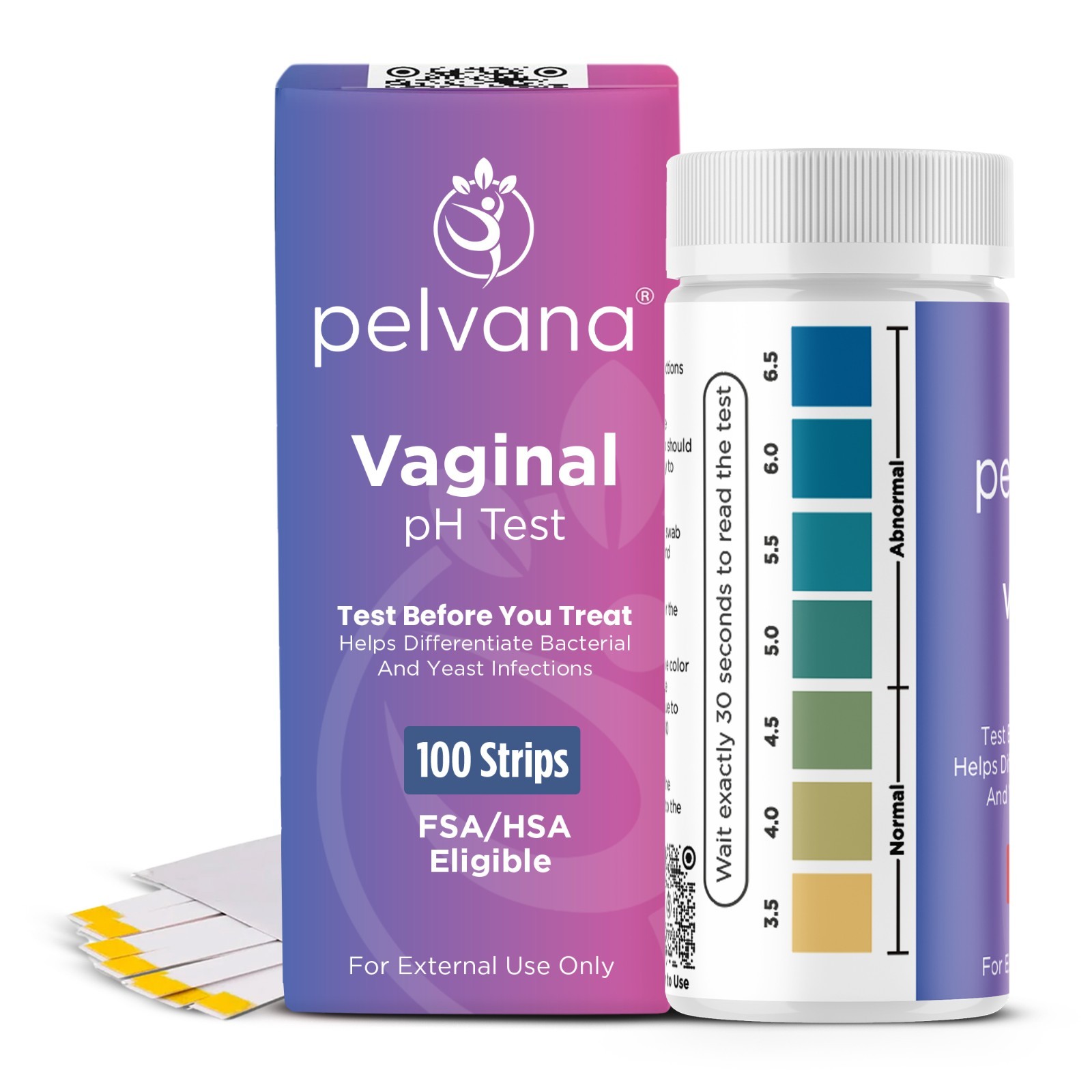 Pelvana Vaginal pH Balance Test Strips for Women, 100 Tests FSA/HSA Eligible
