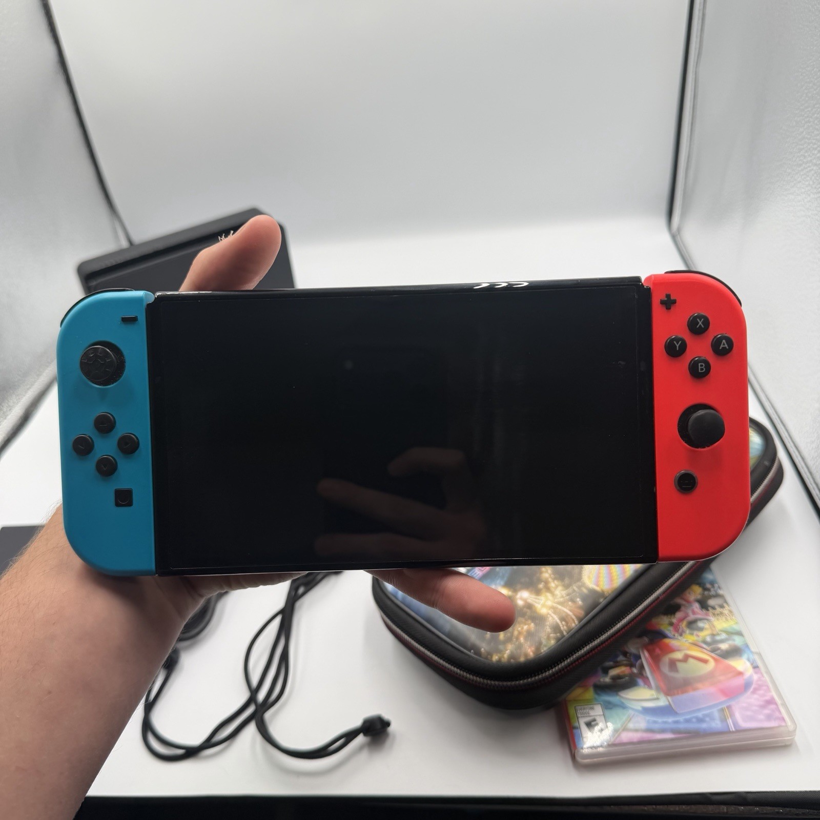 Nintendo Switch OLED Red & Blue Bundle Mario Kart 8 Deluxe