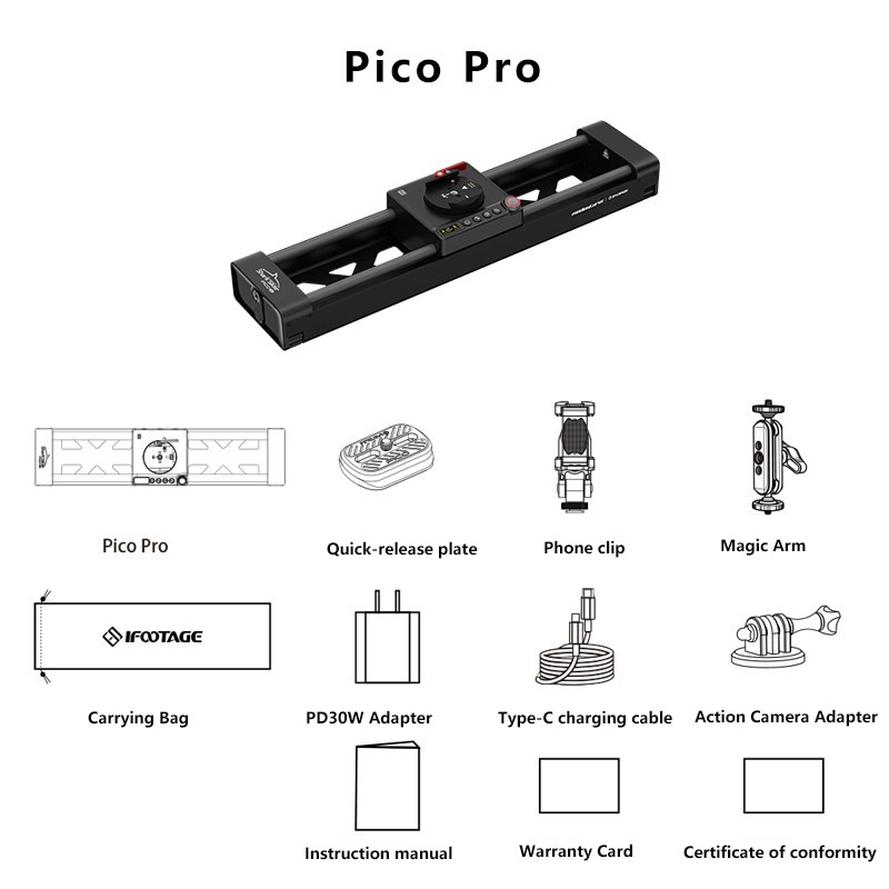 IFOOTAGE Pico Pro Motorized Shark Slider Phone Portable Gimbal Stabilizer APP
