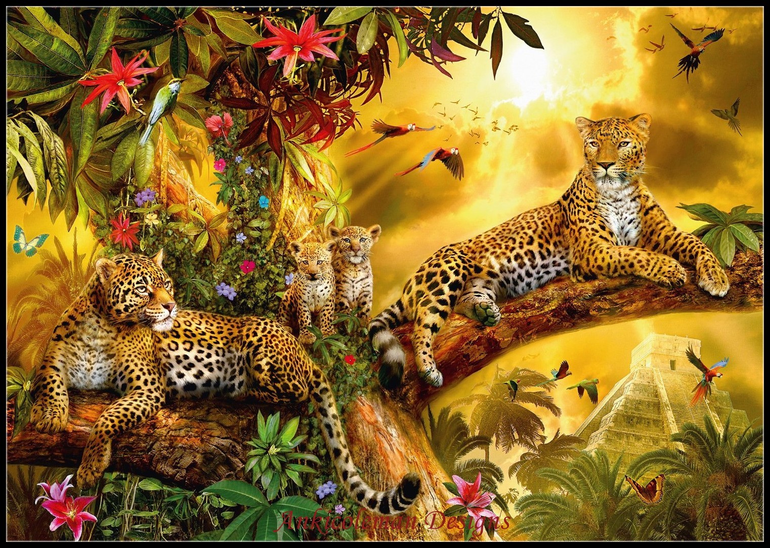Golden Leopard - Counted Cross Stitch Patterns DIY Needlework for embroidery
