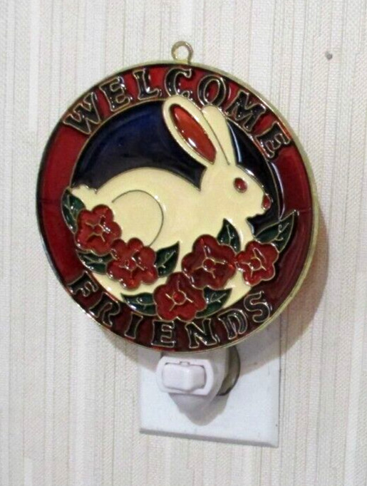 WELCOME FRIENDS RABBIT NIGHTLIGHT(EASTER BUNNY SUNCATCHER LIGHT)