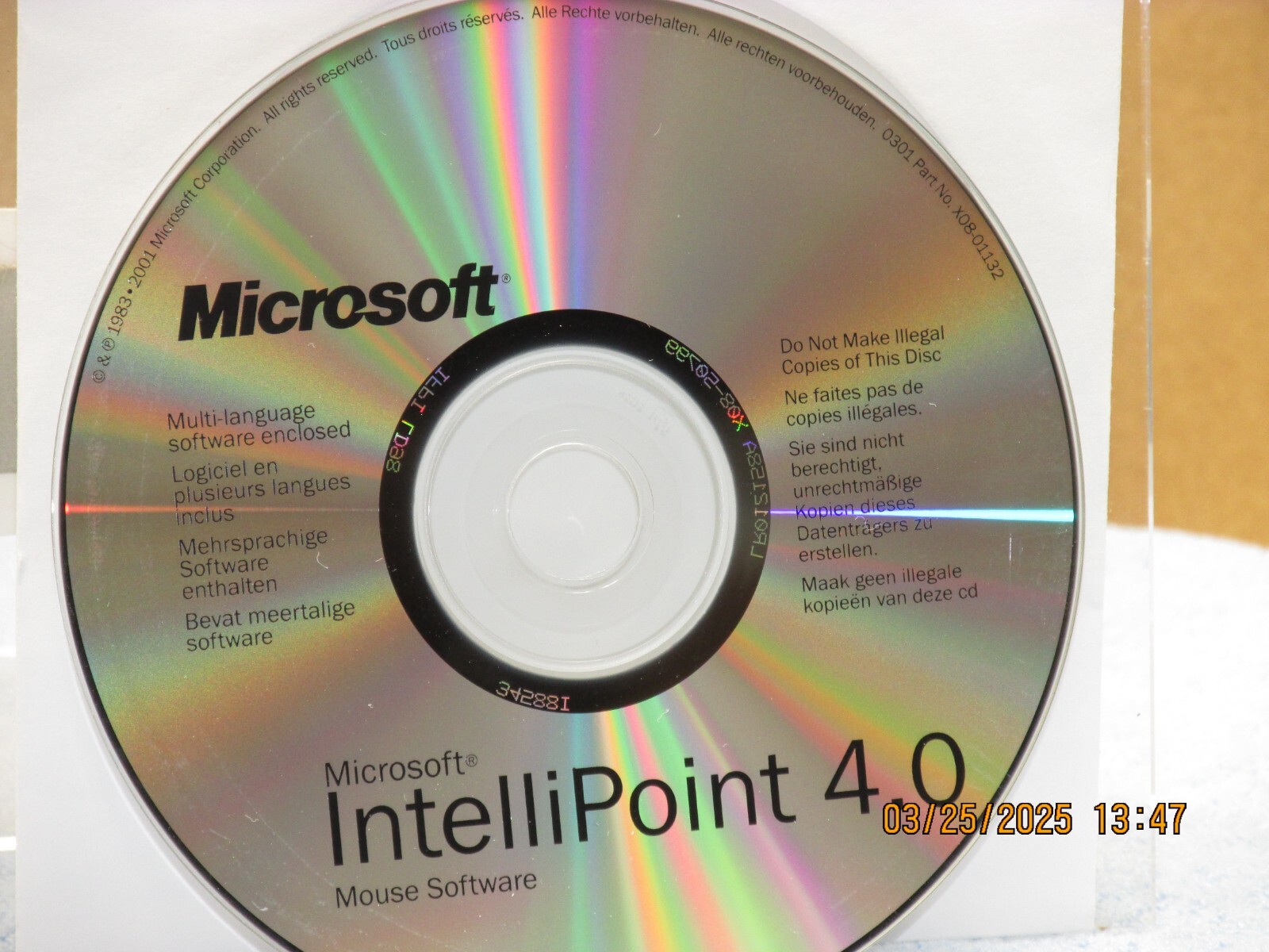 Listing is for the: Microsoft Intellipoint 4.0 Mouse Software -(ONLY CD ROM )