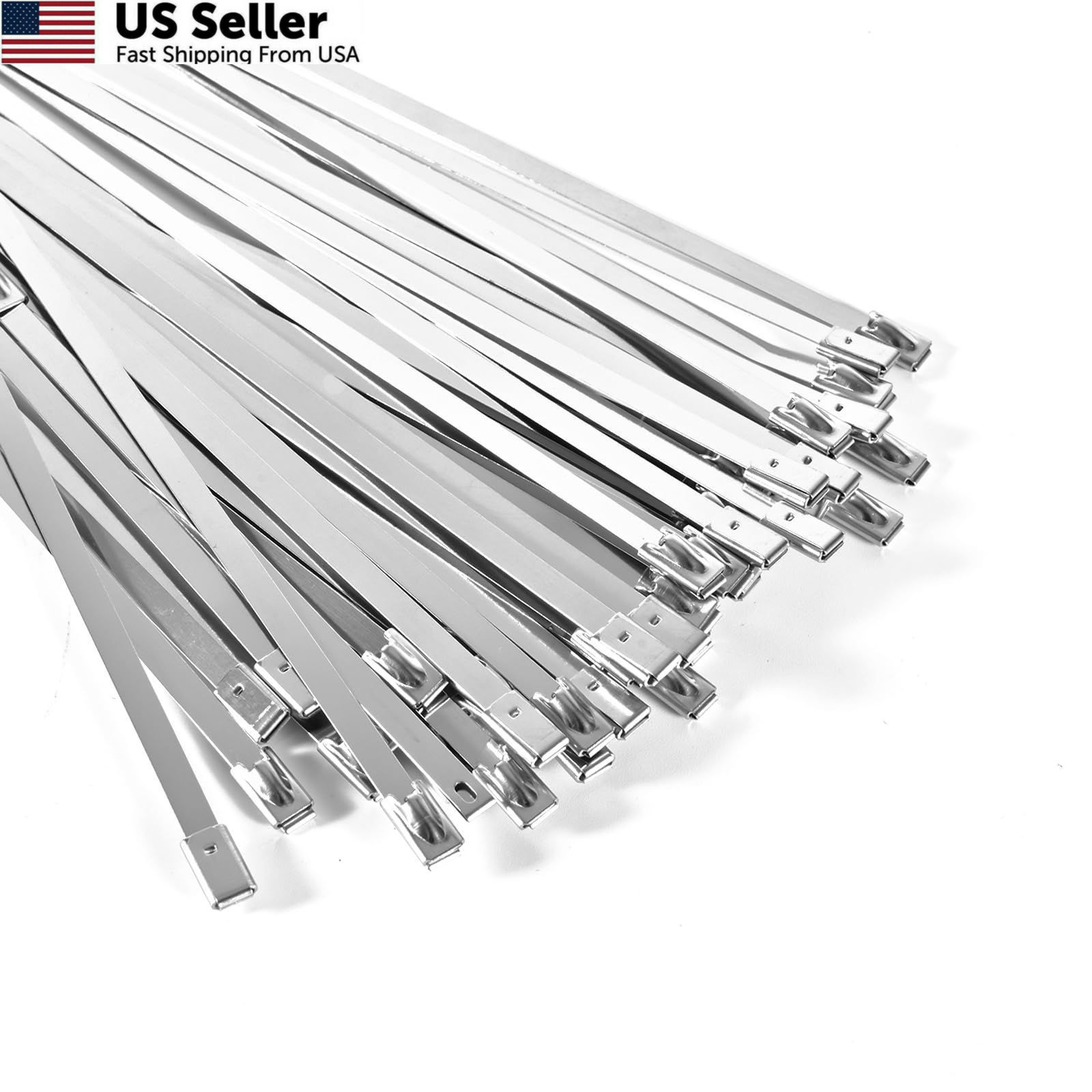 Duthcbw 100-Pack Metal Zip Ties 11.8 inch, Heavy Duty 304 inches, 100pcs