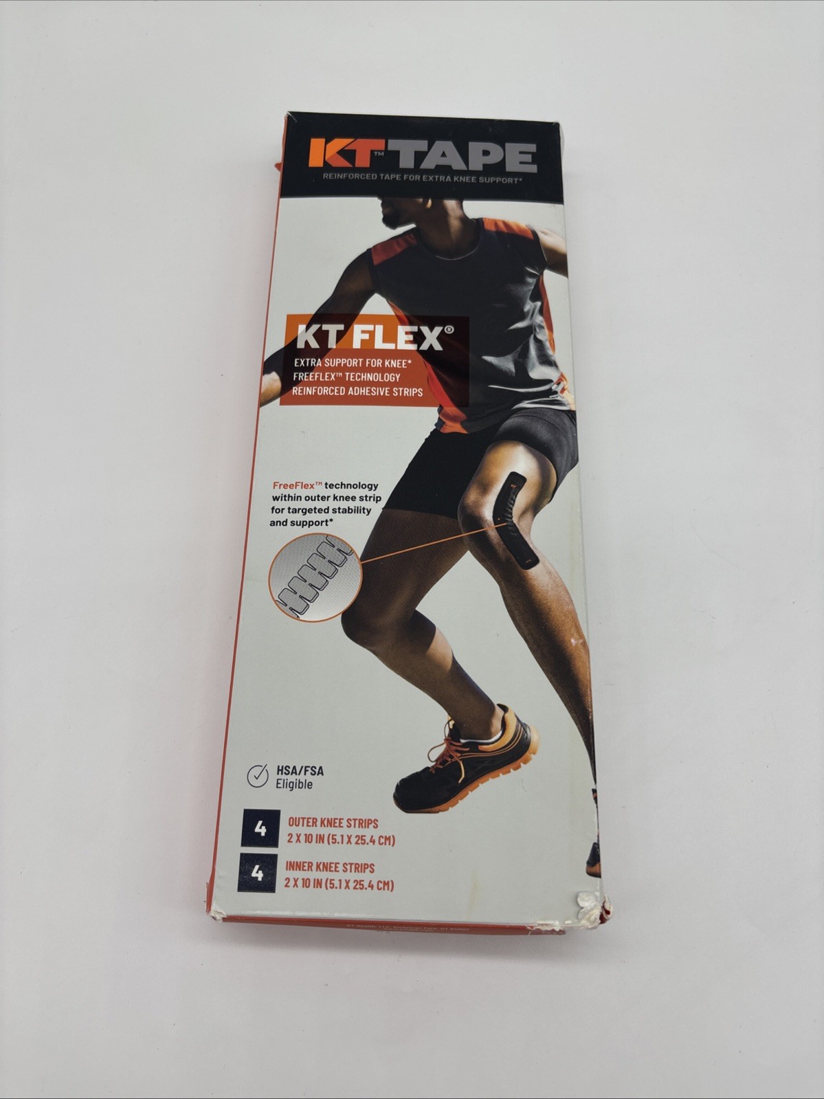 KT Tape KT Flex Reinforced Adhesive Strips for Knees, 8 Pre cut 10 inch Strips,