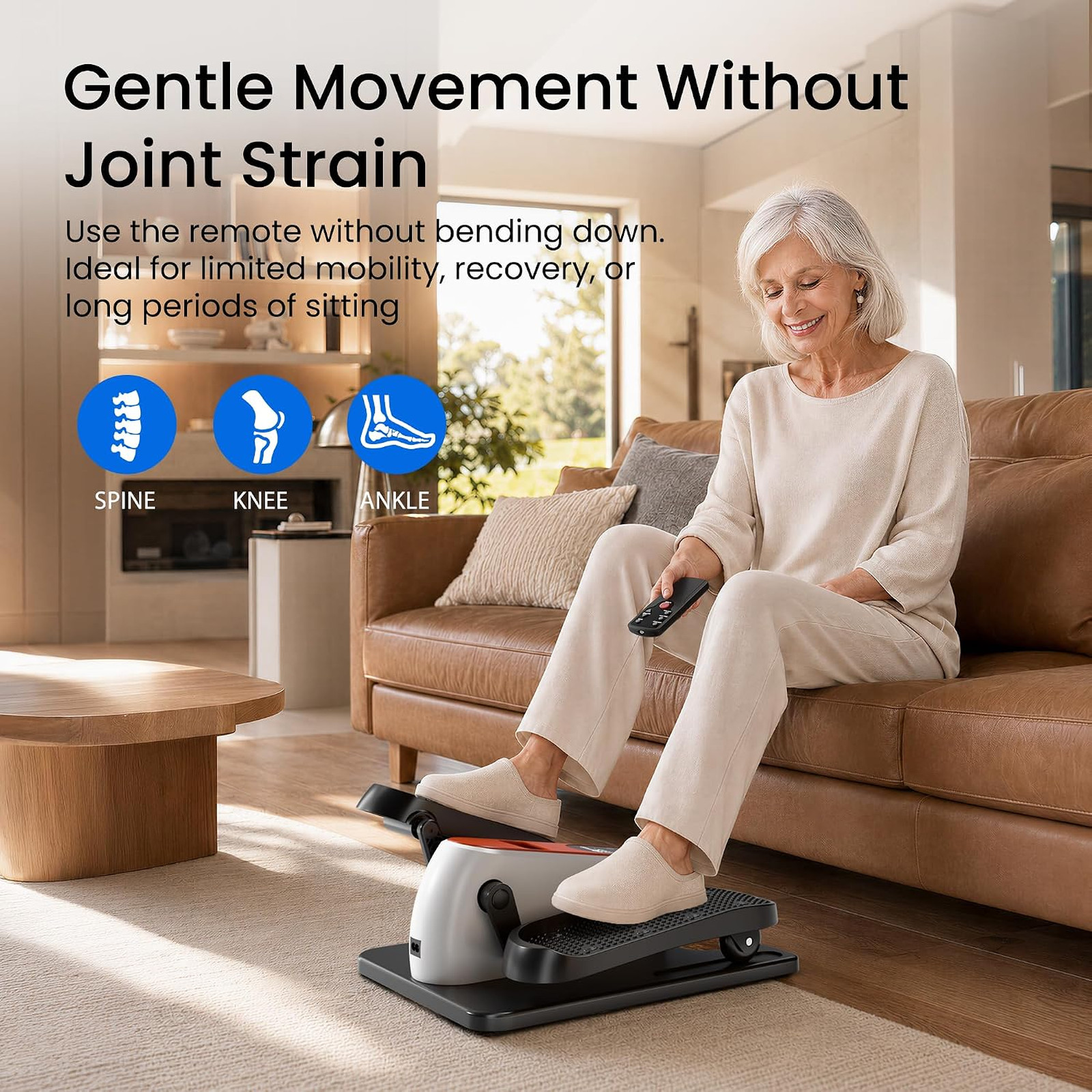Under Desk Elliptical Machine, Portable Quiet Seated Pedal Exerciser with LCD