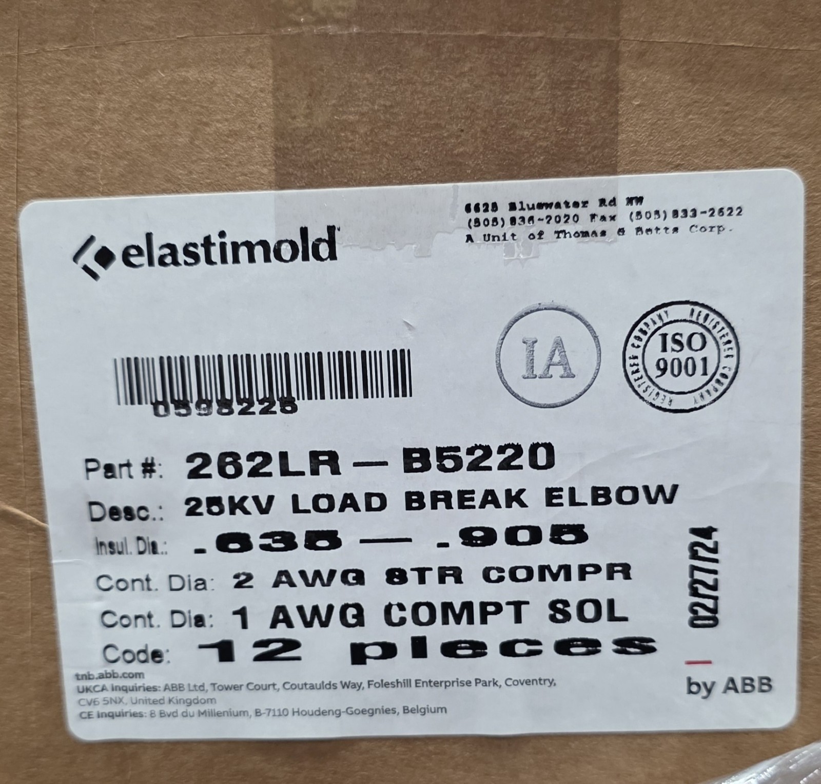 Elastimold 262LR-B5220 25KV LOAD BREAK ELBOW