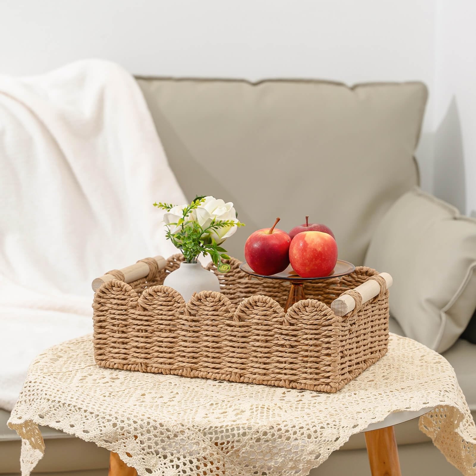 Scalloped Storage Basket for Over Shelves