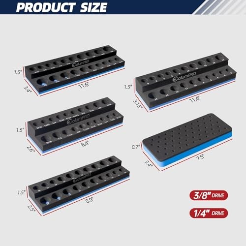 Foam Socket Organizer for Tool Box Drawer,Sockets Holder for Both Whole Set